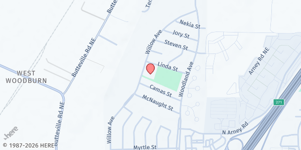 Map showing Woodburn SDA at 782 Willow Avenue, Woodburn, OR