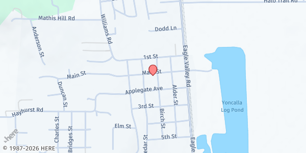 Map showing Bread of Life Food Pantry at 205 Birch St, Yoncalla, OR