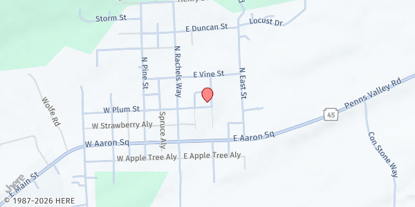 Map showing Salem Lutheran Church at 138 E Plum St, Aaronsburg, PA