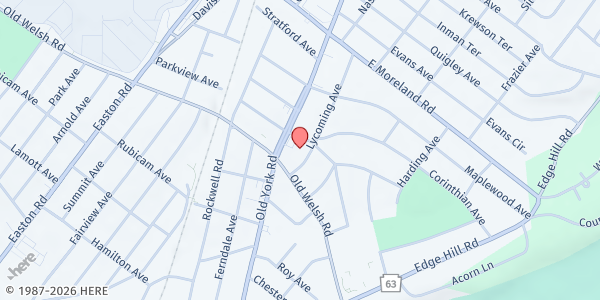 Map showing Abington Inter Faith Food Cupboard at 2086 Parkview Avenue, Abington, PA