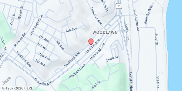 Map showing Sound the Alarm Ministries at 1 Shekinah Wy., Aliquippa, PA