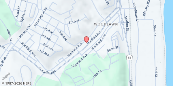 Map showing The Salvation Army - Aliquippa at 514 Franklin Ave., Aliquippa, PA