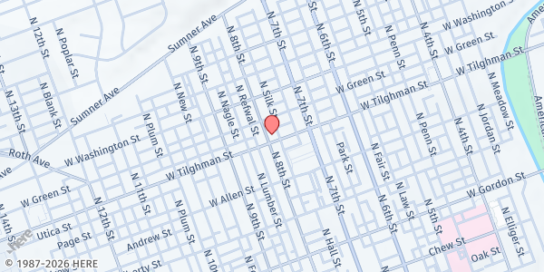 Map showing Casa Jeanette Christian Ministries at 705 N Eighth St, Allentown, PA