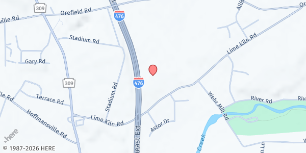 Map showing Kingdom Life Family Center - Food Distribution Center at 4333 Lime Kiln Rd, Allentown, PA