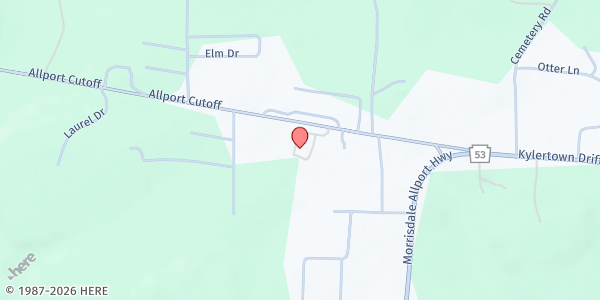 Map showing West Branch Area Food Bank at 369 Allport Cutoff, Allport, PA