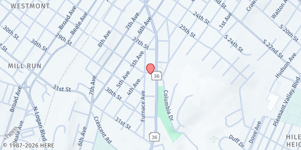 Map showing 28th Street Church of the Brethren at 2800 Union Ave., Altoona, PA