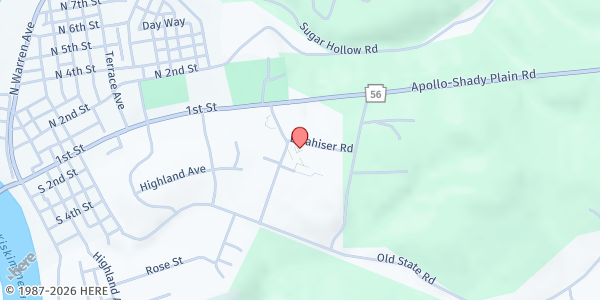 Map showing St. James - St. Vincent De Paul at 109 Owens View Ave., Apollo, PA