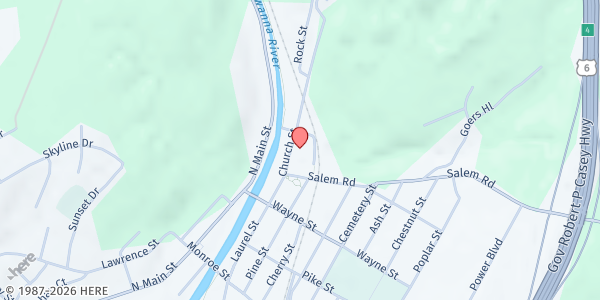 Map showing Bread Basket of NEPA - Archbald at 411 Church St, Archbald, PA