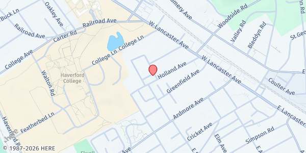 Map showing Neighbors Helping Neighbors on the Main Line at 104 Holland Avenue, Ardmore, PA