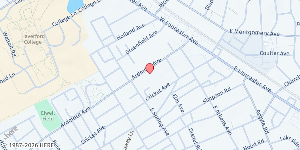 Map showing PALM Positive Aging in Lower Merion at 117 Ardmore Ave., Ardmore, PA
