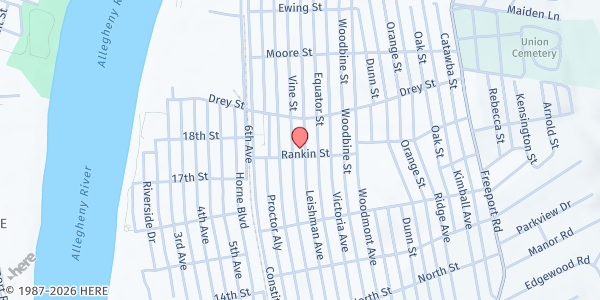 Map showing Arnold UMC at 1801 Leishman Ave., Arnold, PA