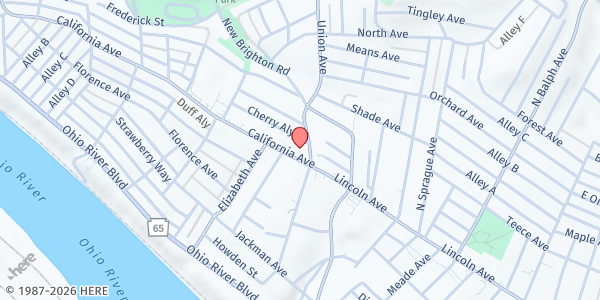 Map showing North Hills Community Outreach - North Borough (Greenstone UMC) at 939 California Ave., Avalon, PA