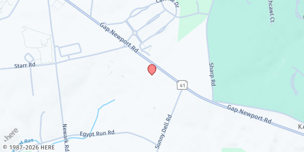 Map showing St. Rocco Center at 9016 Gap Newport Pike, Avondale, PA