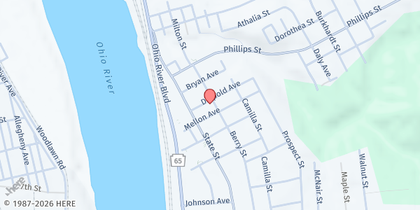 Map showing We Care Food Cupboard at 420 Dippold Ave., Baden, PA