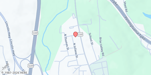 Map showing Bedford Food Outreach at 140 School St, Bedford, PA