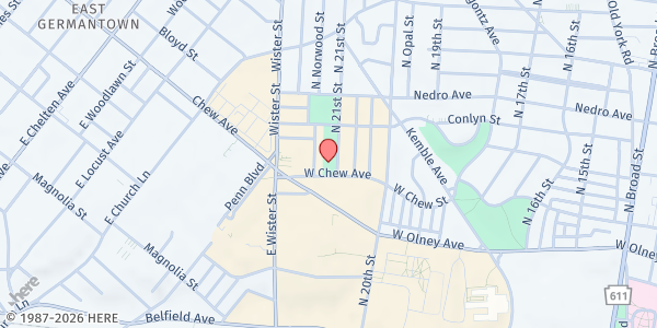 Map showing Belfield Recreation Center at 2109 West Chew Avenue, Belfield, PA