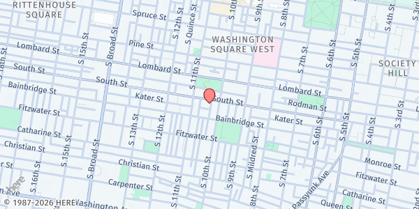 Map showing Waters Memorial AME Church at 1016 South Street, Bella Vista, PA