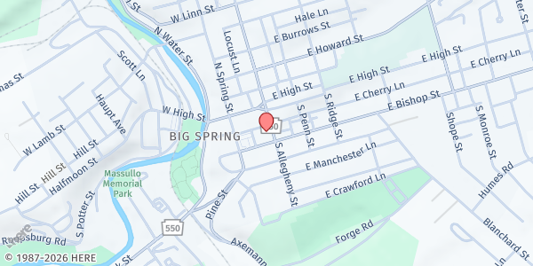 Map showing Faith Centre at 131 S Allegheny St, Bellefonte, PA
