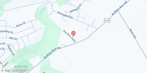 Map showing Greater Buffalo Run Food Pantry at 112 TRINITY COURT, Bellefonte, PA