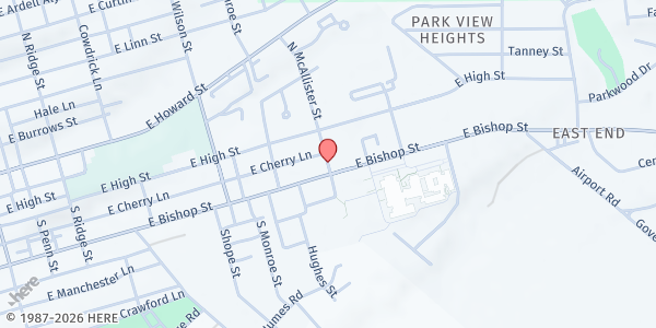 Map showing St. John Lutheran Church at 216 N McAllister St, Bellefonte, PA