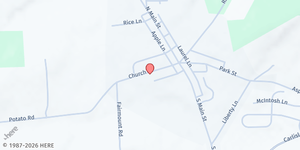 Map showing Bethlehem Lutheran Church at 126 Church St., Bendersville, PA