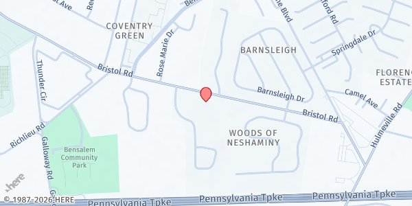 Map showing Bensalem Presbyterian Church at 2826 Bristol Road, Bensalem, PA