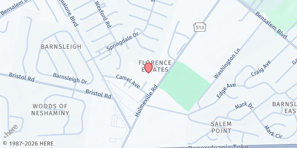 Map showing Greater Works Food Pantry - Love Fellowship Tabernacle at 5918 Hulmeville Road, Bensalem, PA