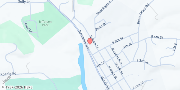 Map showing St. Thomas Church at 536 North Main St, Bernville, PA
