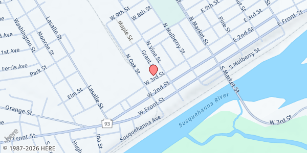 Map showing Berwick YMCA at 1600 Fowler Ave, Berwick, PA
