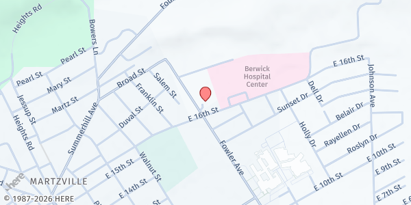 Map showing Good Shepherd Lutheran Church at 1600 Fowler Ave, Berwick, PA