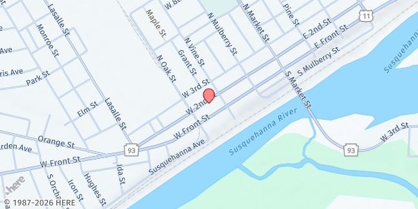 Map showing State Food Purchase Program - Columbia County - Berwick at 320 W 2nd St, Berwick, PA