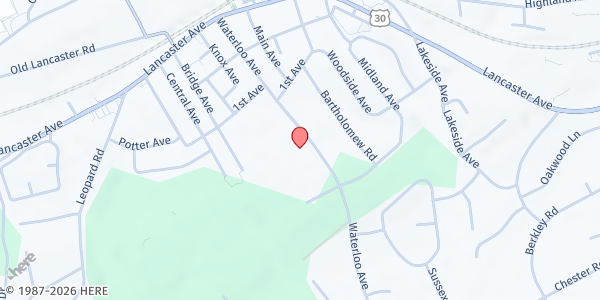 Map showing Berwyn United Methodist Church Food Pantry at 140 Waterloo Ave, Berwyn, PA