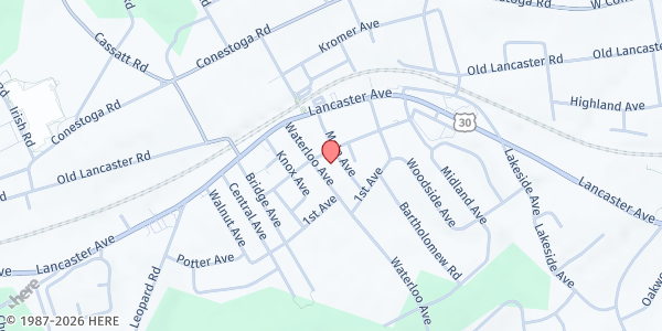 Map showing Trinity Presbyterian Church at 640 Berwyn Ave., Berwyn, PA