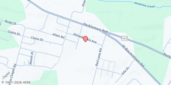 Map showing Exeter Bible Fellowship Church at 926 Philadelphia Terrace, Birdsboro, PA