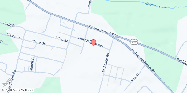 Map showing Exeter Bible Fellowship Church Food Pantry at 926 Philadelphia Terrace, Birdsboro, PA