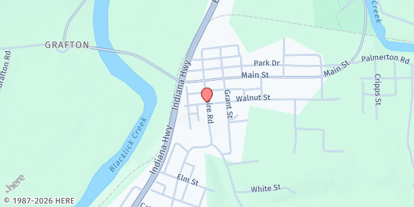 Map showing Black Lick Presbyterian Church at 57 Walnut St., Black Lick, PA