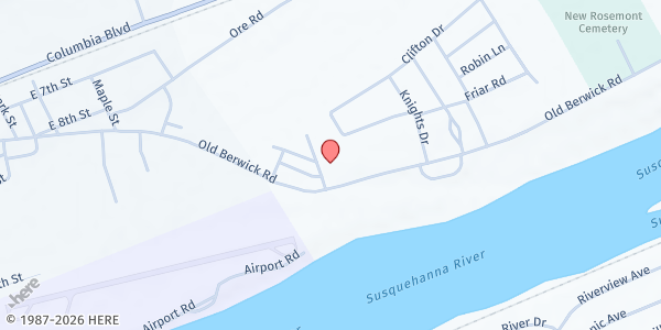 Map showing Bloomsburg American Legion, Post 273 at 110 Juniper St, Bloomsburg, PA