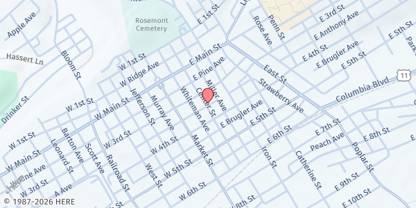Map showing The Bloomsburg Food Cupboard at 331 Center St., Bloomsburg, PA