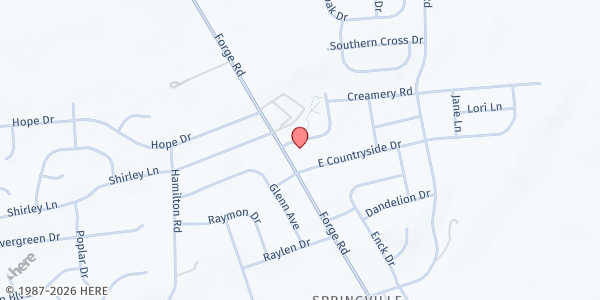 Map showing Citizens Fire Company Station 2 at 405 Forge Rd., Boiling Springs, PA