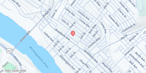 Map showing Greater Valley Community Services Food Pantry at 300 Holland Ave., Braddock, PA