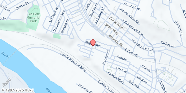 Map showing Rankin Christian Center at Rankin Christian Center, Braddock, PA