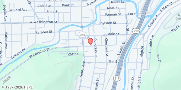 Map showing The Friendship Table at 21 E Corydon St, Bradford, PA