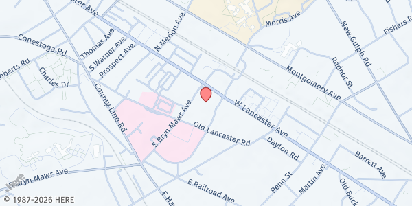 Map showing Eldernet of Lower Merion - Bryn Mawr at 9 South Bryn Mawr Avenue, Bryn Mawr, PA
