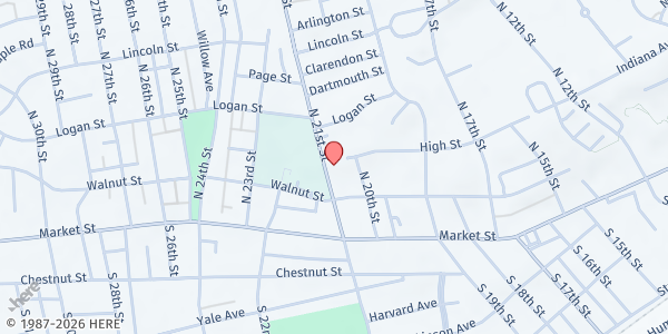 Map showing Camp Hill Church of God at 123 N 21st St, Camp Hill, PA