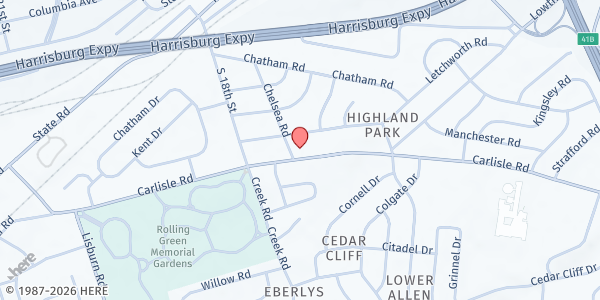 Map showing Grace Evangelical Lutheran Church at 1610 Carlisle Rd, Camp Hill, PA