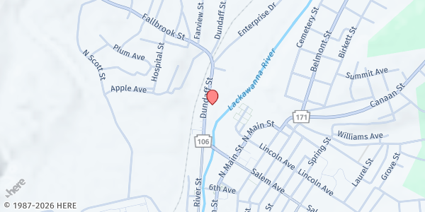 Map showing Joseph's Table - Food Distribution Center at 52 Dundaff St, Carbondale, PA