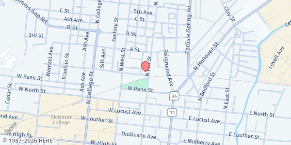 Map showing Project Share - Farm Market at 123 Lincoln St, Carlisle, PA