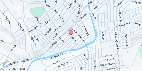 Map showing St. Elizabeth Ann Seton Church at 330 3rd Ave., Carnegie, PA