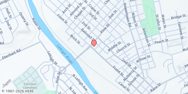 Map showing Catasauqua Food Bank at 527 Front St, Catasauqua, PA