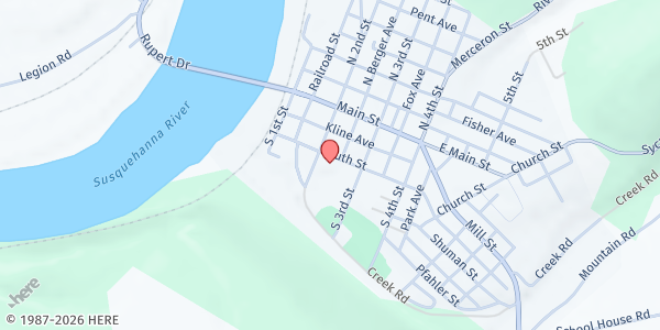Map showing Catawissa First United Methodist Church (Back of church) at 228 South St, Catawissa, PA